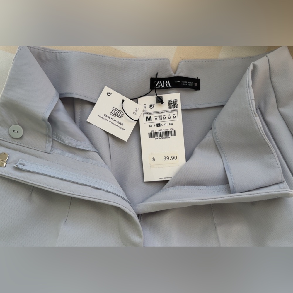 Zara Soft Blue Gray Trousers